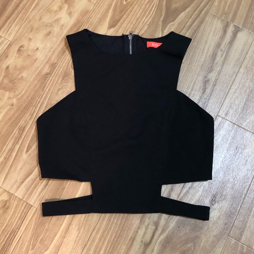 Black crop top with cutouts